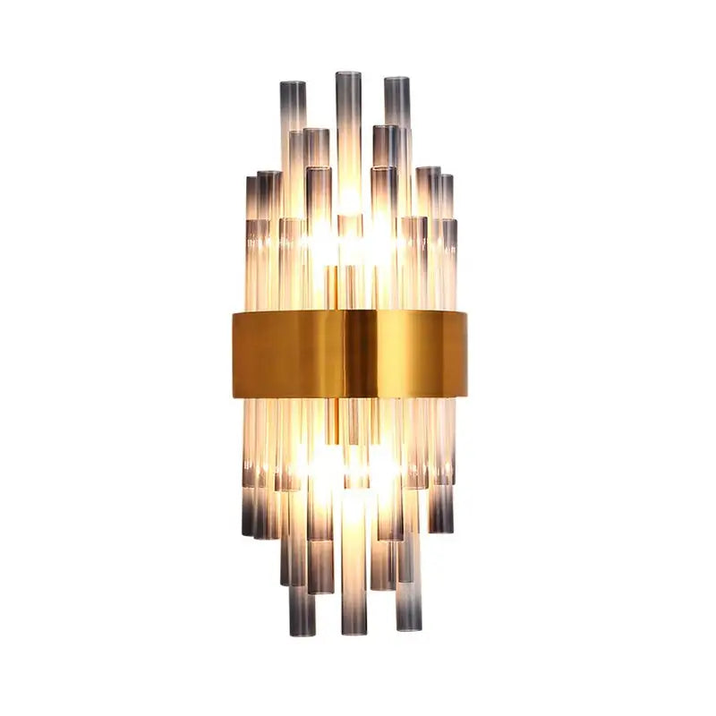 Brass Gray Cylinder Light Fluted Two-Light
