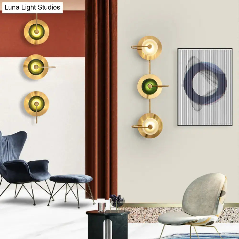 Olive Glass Disc Sconce