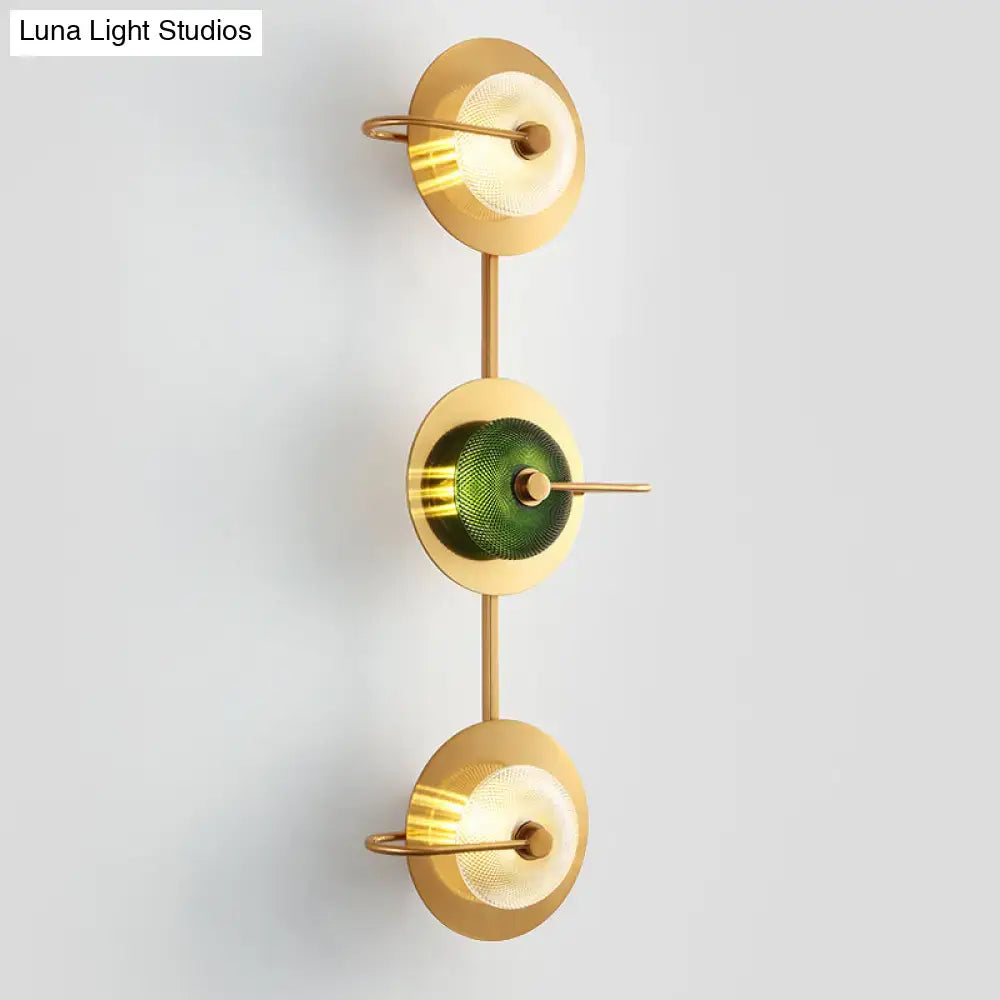 Olive Glass Disc Sconce