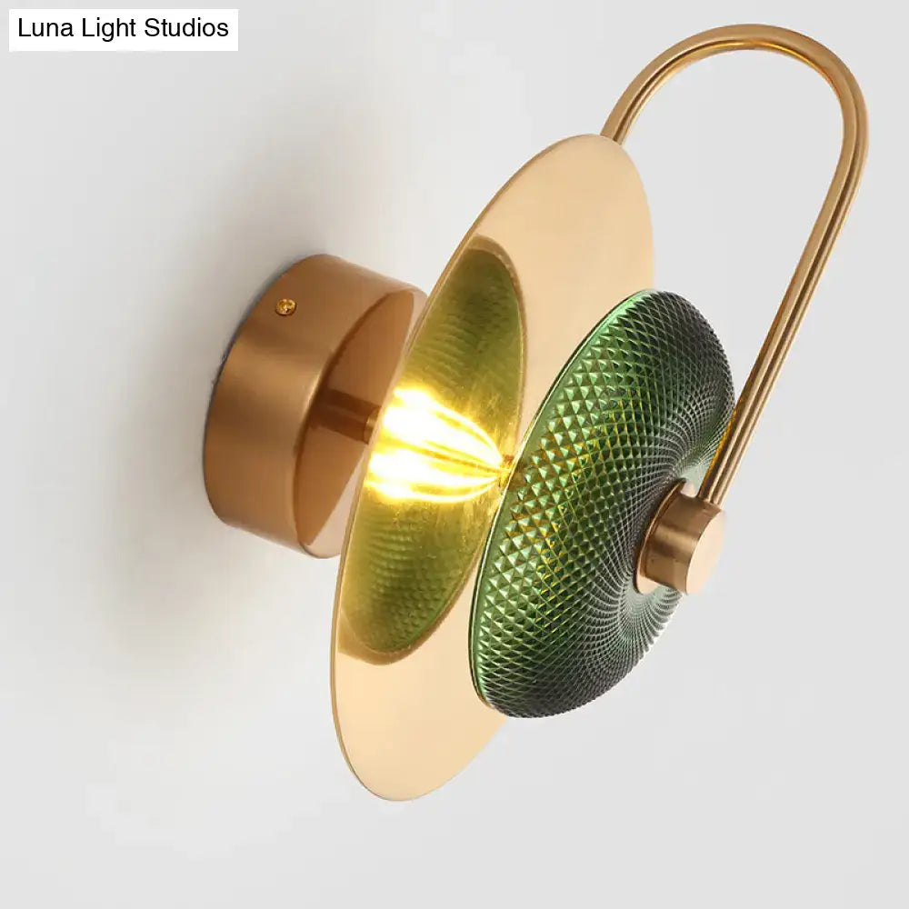 Olive Glass Disc Sconce