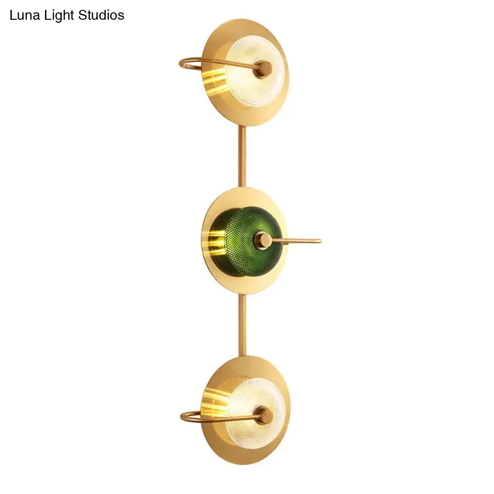 Olive Glass Disc Sconce