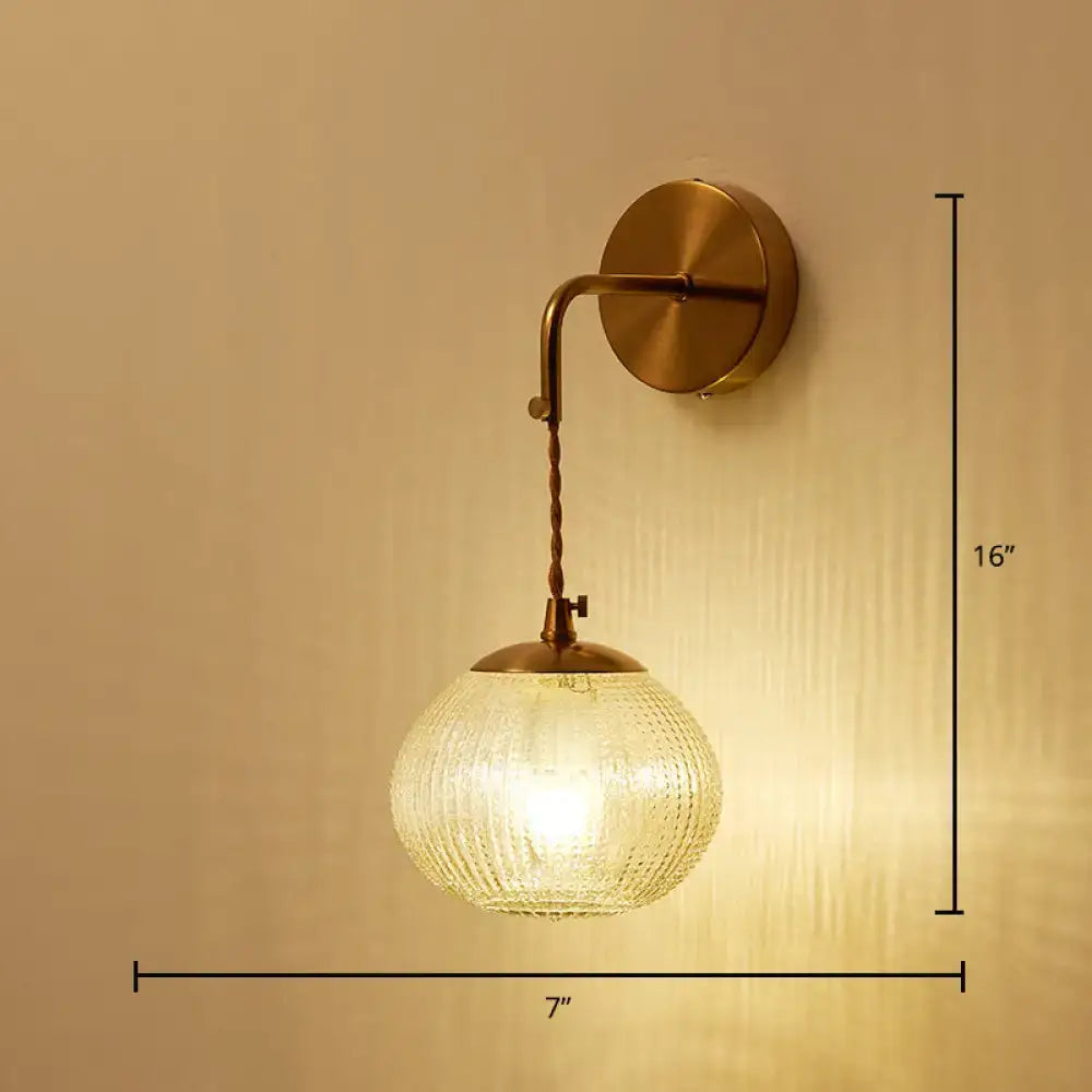 Gold Textured Glass Ball Wall Sconce
