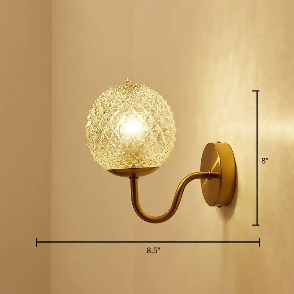 Gold Textured Glass Ball Wall Sconce