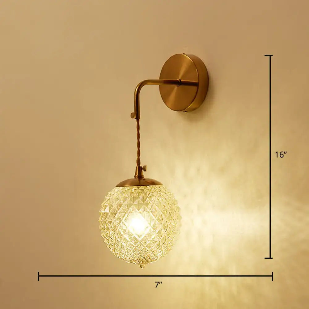 Gold Textured Glass Ball Wall Sconce
