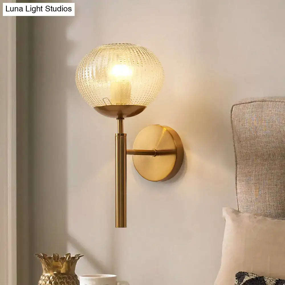 Gold Textured Glass Ball Wall Sconce