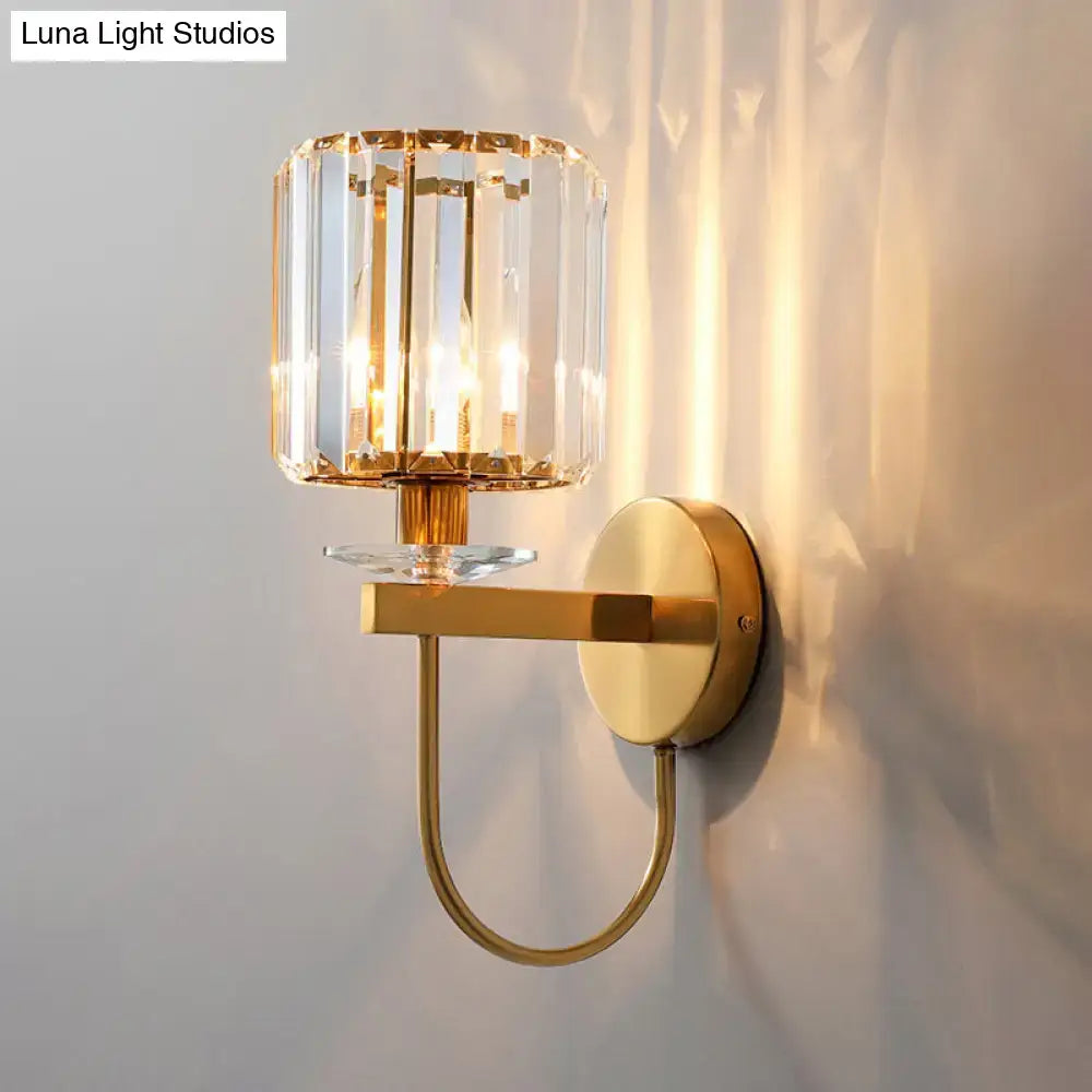 Gold Crystal Curved Arm Light