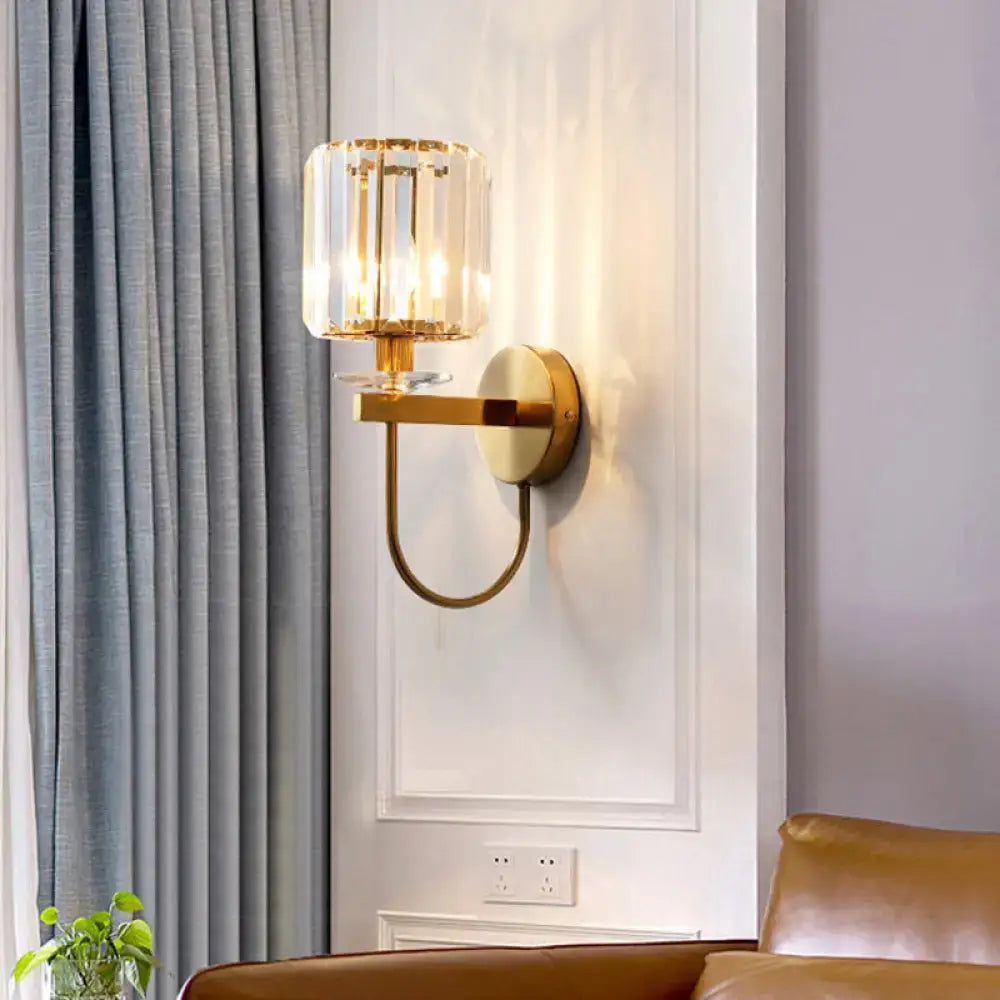 Gold Crystal Curved Arm Light