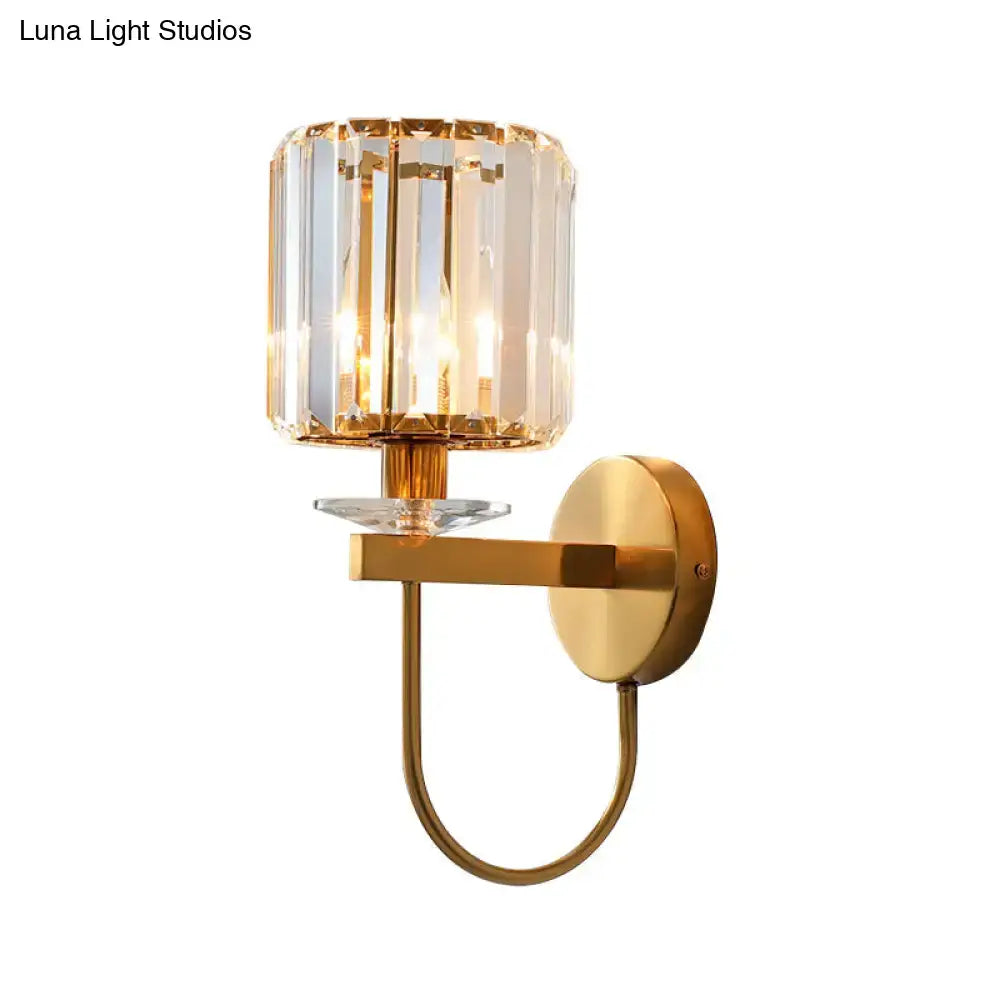 Gold Crystal Curved Arm Light