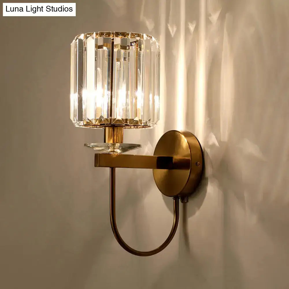 Gold Crystal Curved Arm Light