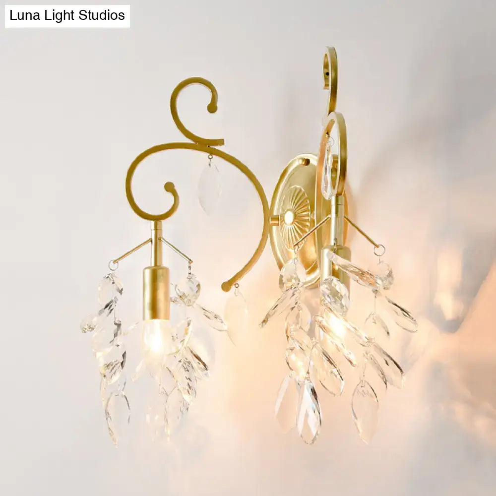 Gold Curve Crystal Sconce
