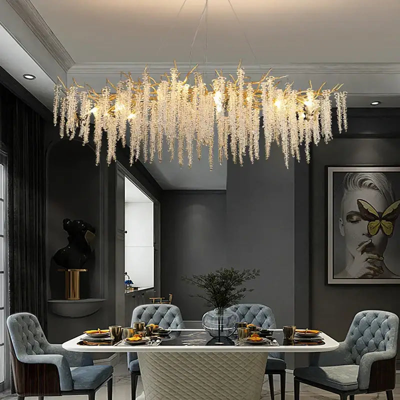Gold Crystal Rectangle Chandelier