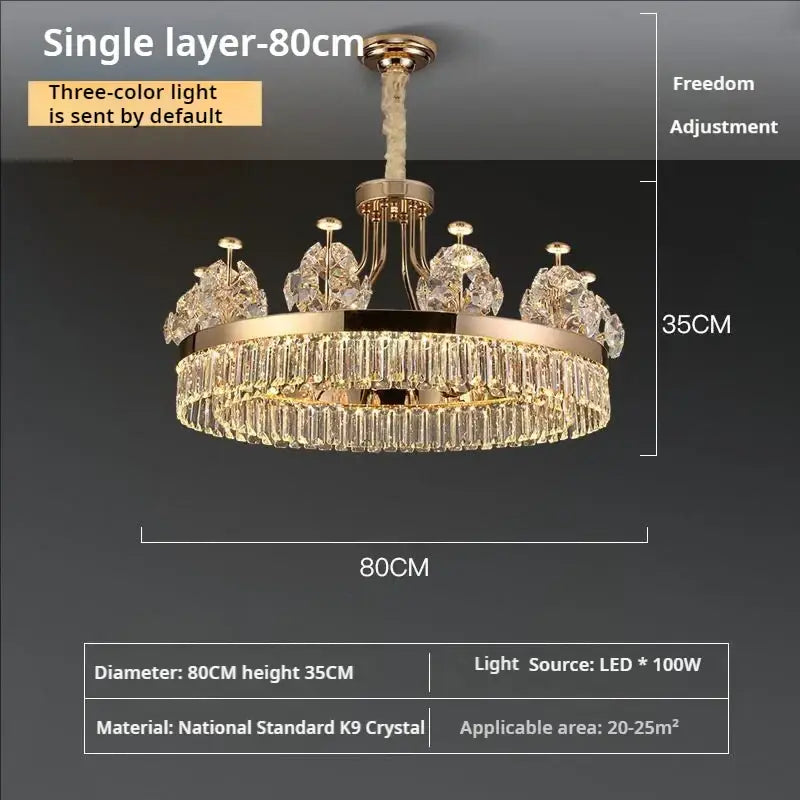 Gold Double Layer Crystal Chandelier