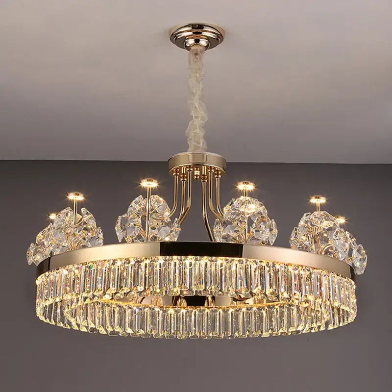 Gold Double Layer Crystal Chandelier
