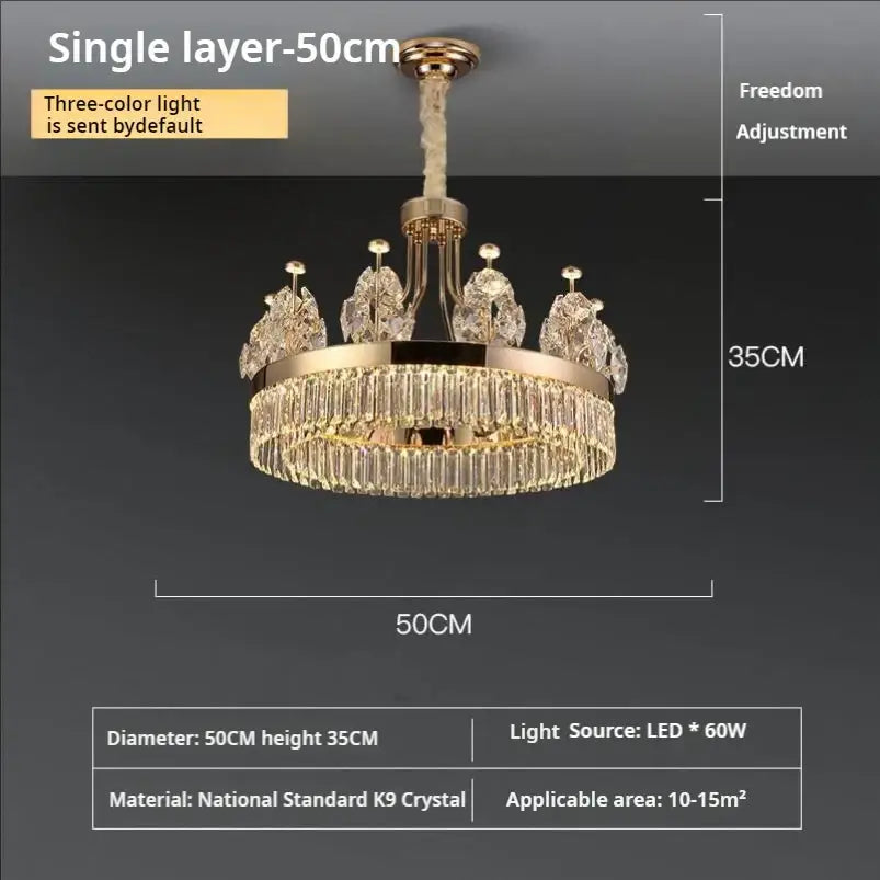 Gold Double Layer Crystal Chandelier