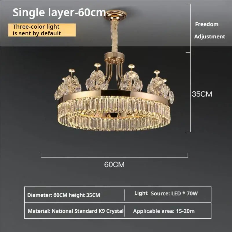 Gold Double Layer Crystal Chandelier