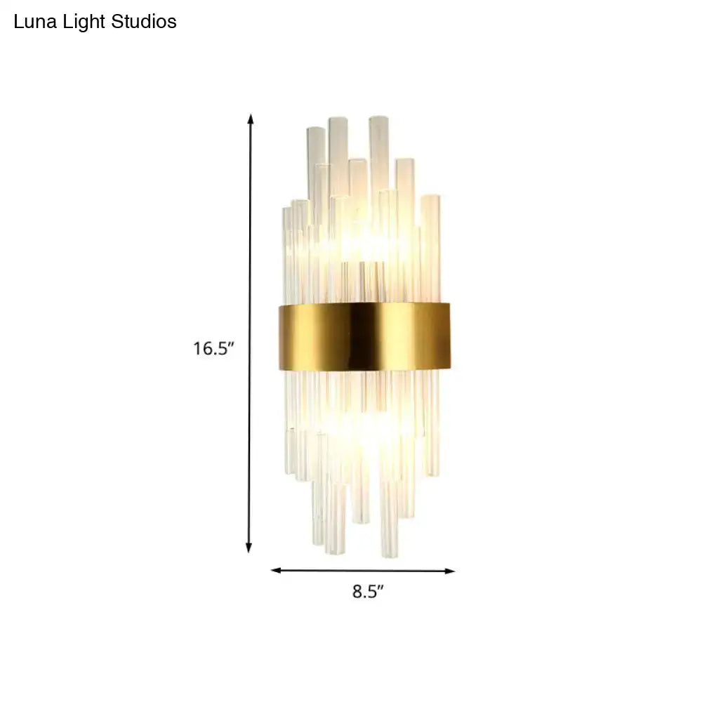 Gold Fluted Crystal Sconce