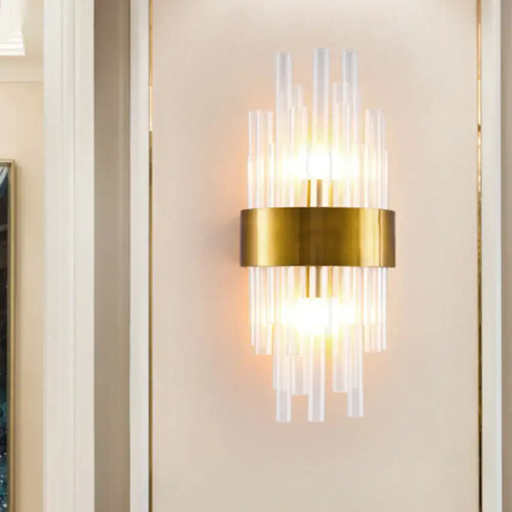 Gold Fluted Crystal Sconce