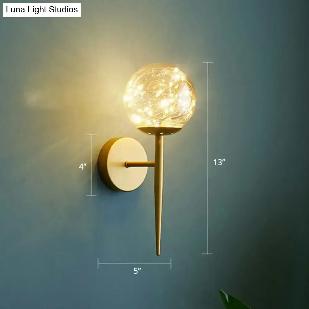 Gold Glass Globe Wall Light