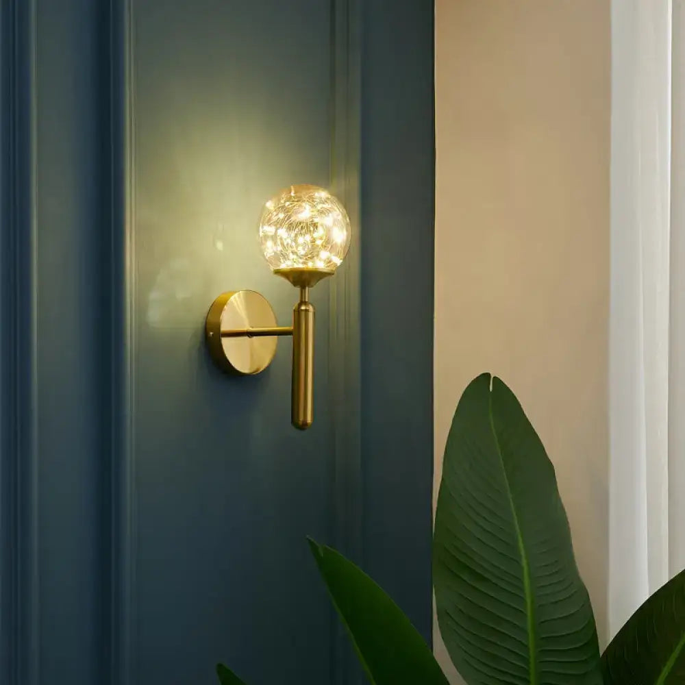 Gold Glass Globe Wall Light