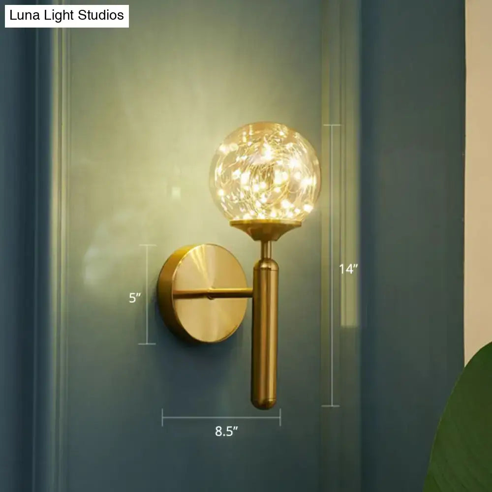 Gold Glass Globe Wall Light