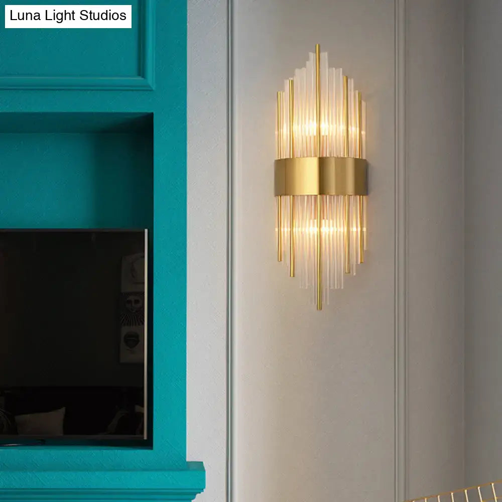 Gold K9 Crystal Rod Dual-Light Sconce