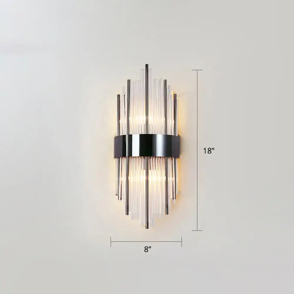 Gold K9 Crystal Rod Dual-Light Sconce