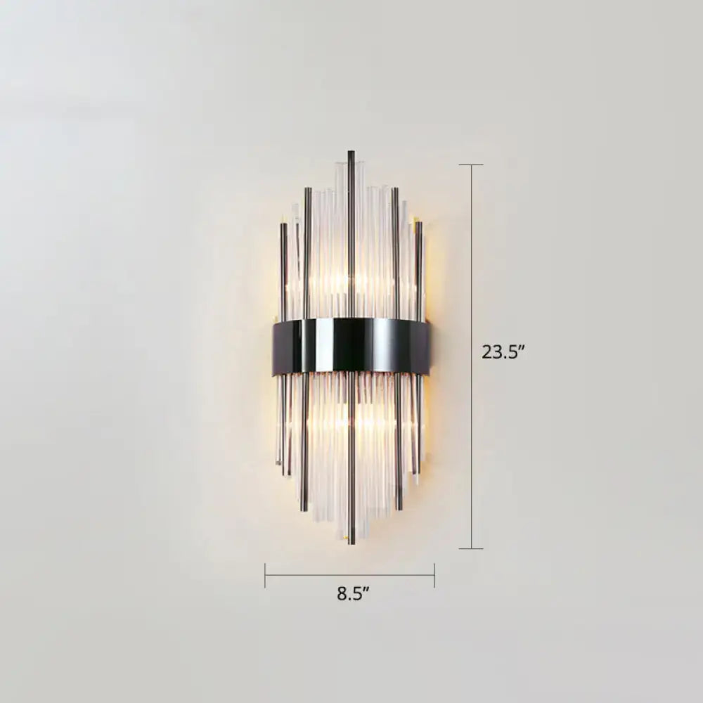 Gold K9 Crystal Rod Dual-Light Sconce