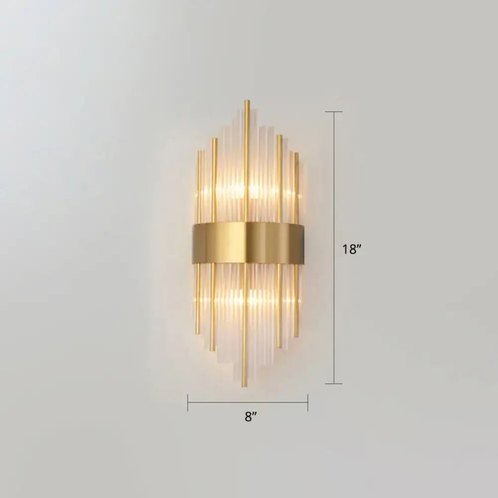 Gold K9 Crystal Rod Dual-Light Sconce