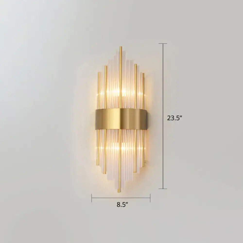 Gold K9 Crystal Rod Dual-Light Sconce
