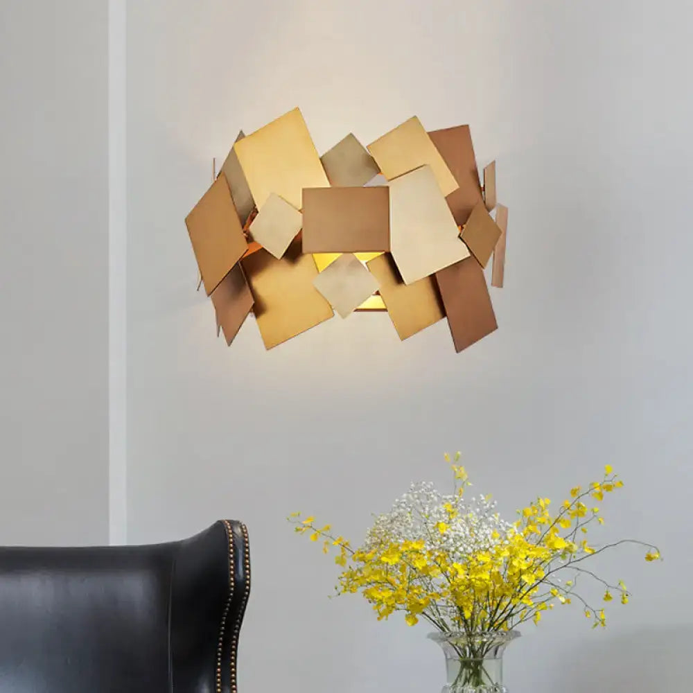Gold Stacked Panel Metal Sconce