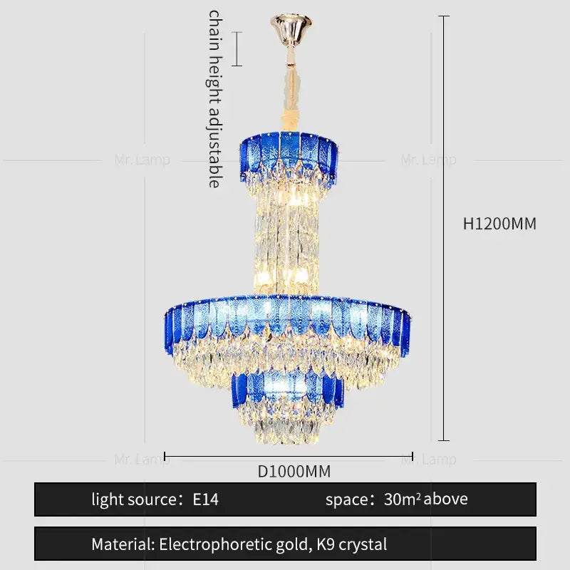 Black Crystal Layered Chandelier