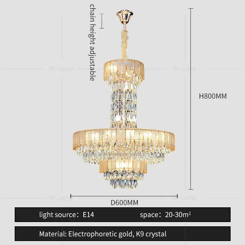 Black Crystal Layered Chandelier