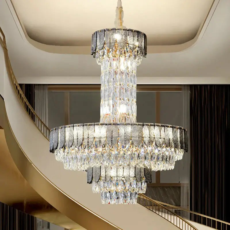 Black Crystal Layered Chandelier