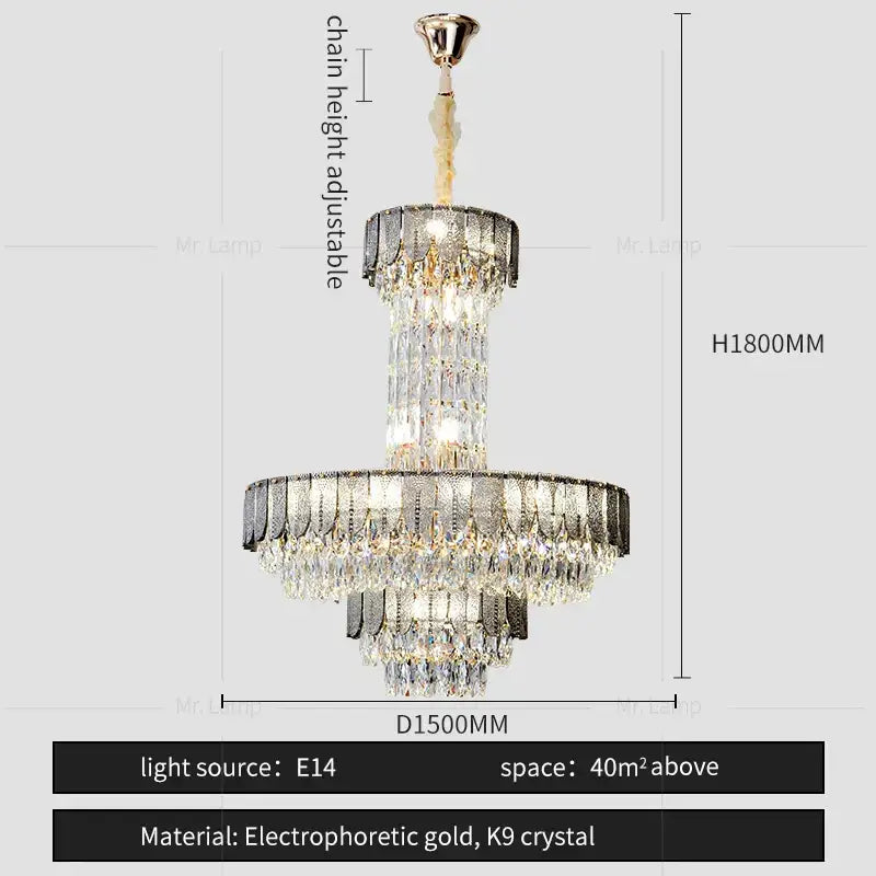 Black Crystal Layered Chandelier