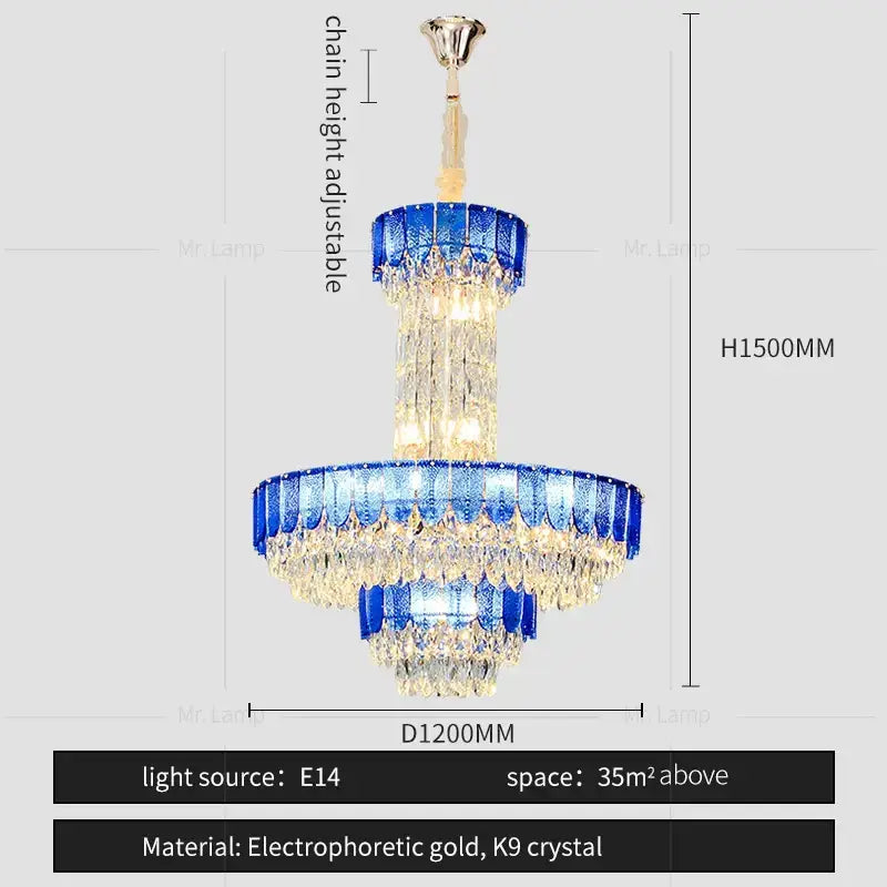 Black Crystal Layered Chandelier