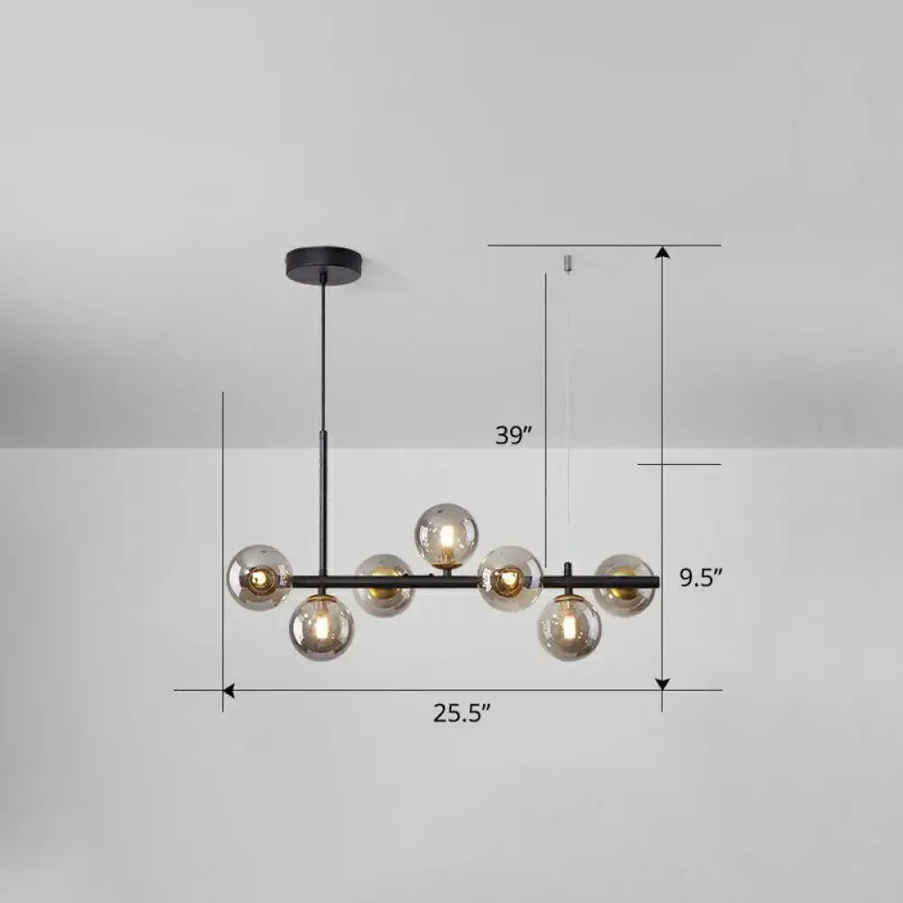 Smoke Grey Glass Globe Chandelier
