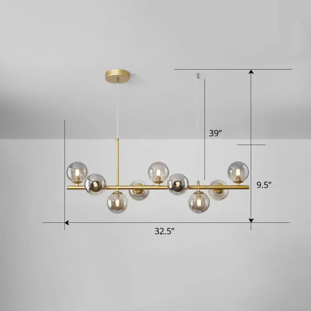 Smoke Grey Glass Globe Chandelier