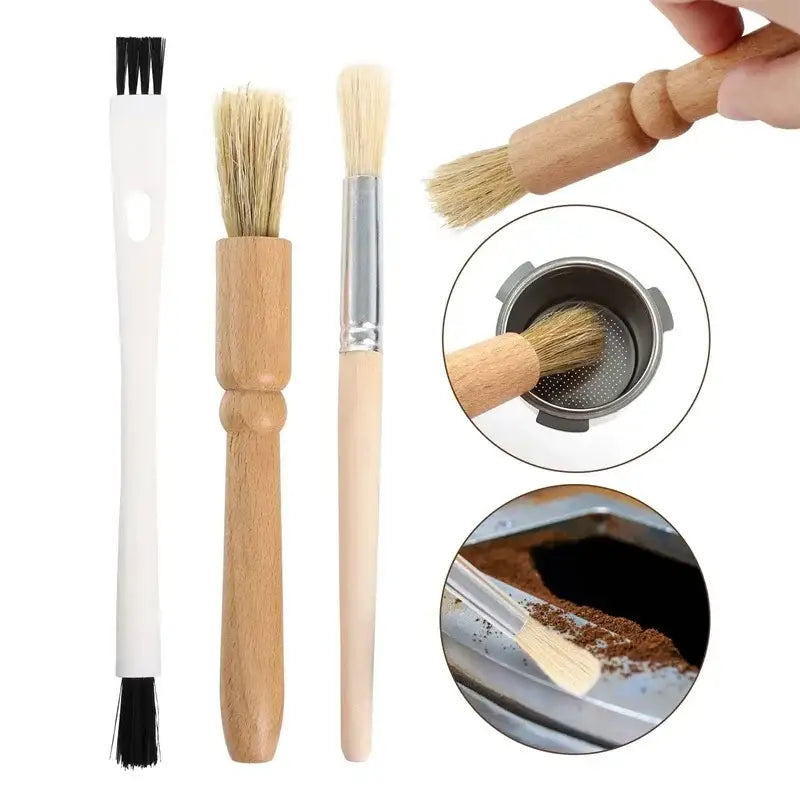 Wood Coffee Brush Set