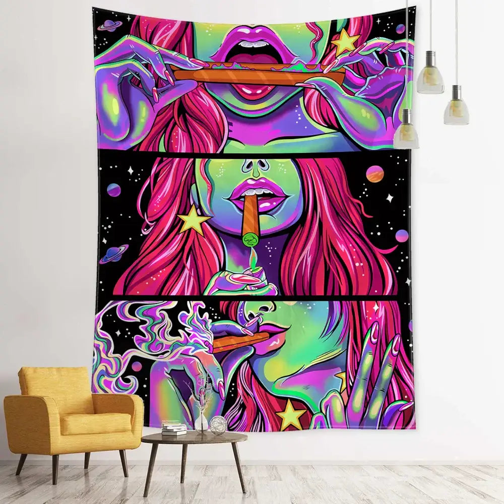 Green Star Girl Tapestry