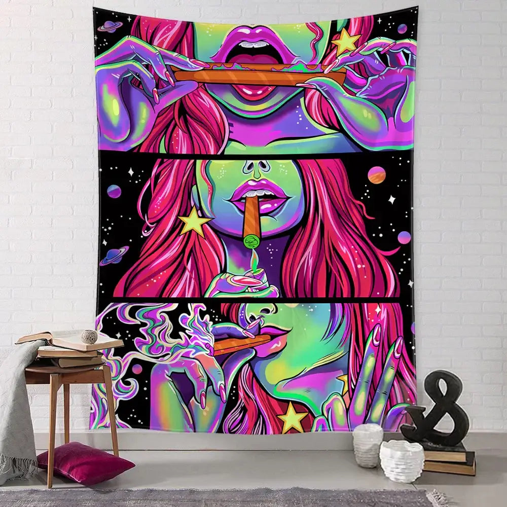 Green Star Girl Tapestry