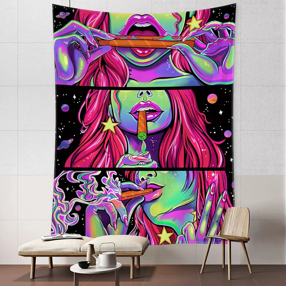 Green Star Girl Tapestry