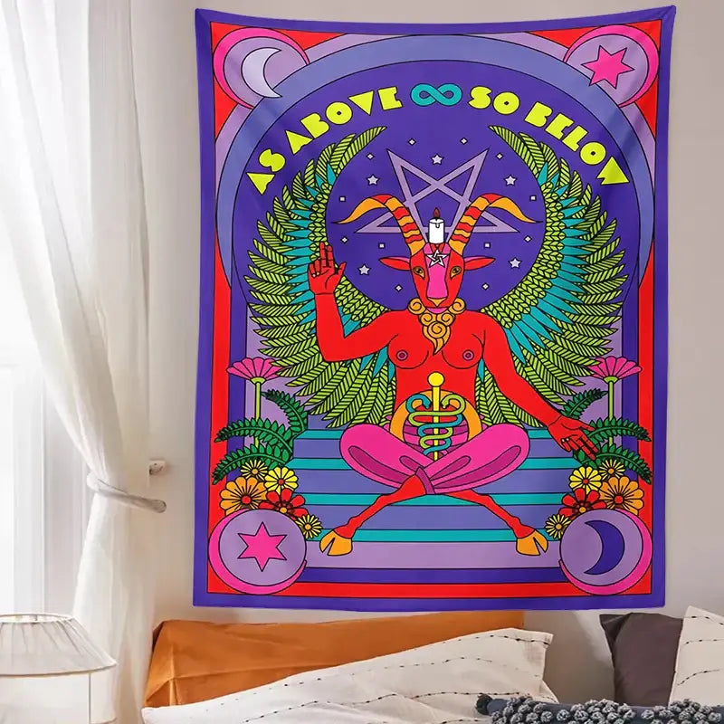 Red Baphomet Tapestry