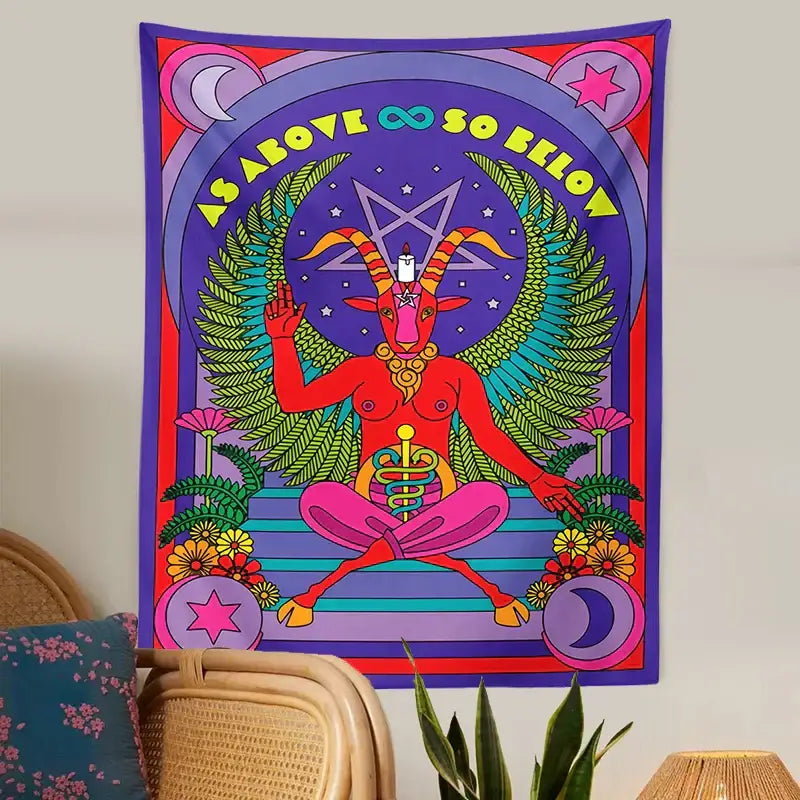 Red Baphomet Tapestry