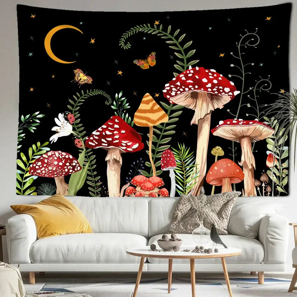 Butterfly Mushroom Tapestry