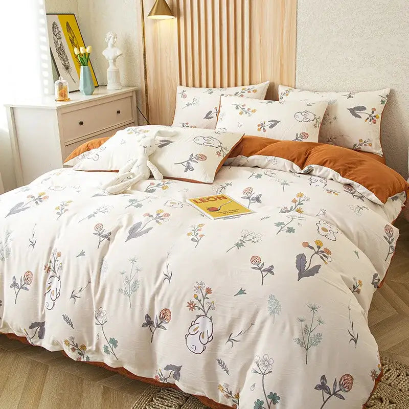 Floral Leaf Print Bedding Set