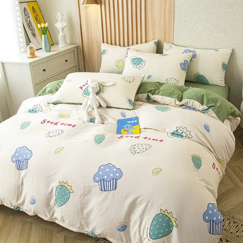 Floral Leaf Print Bedding Set