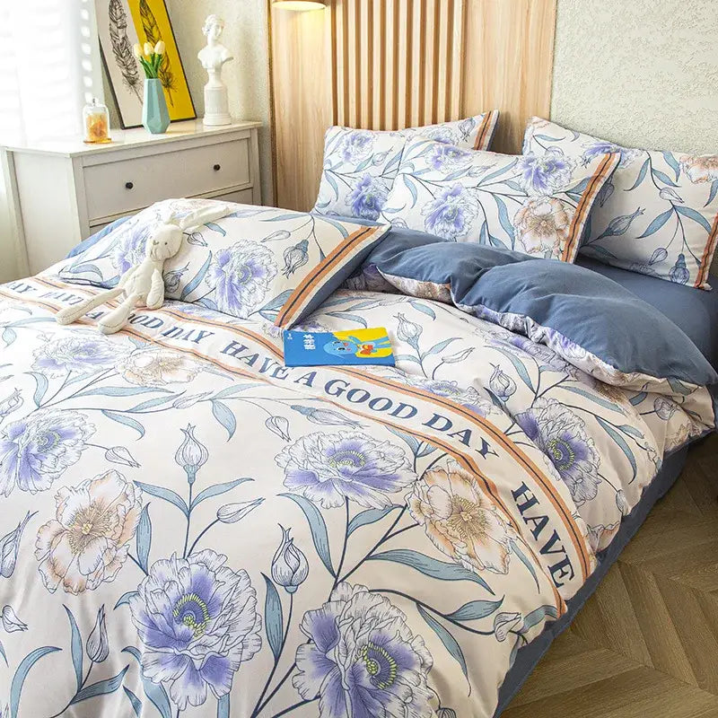 Floral Leaf Print Bedding Set