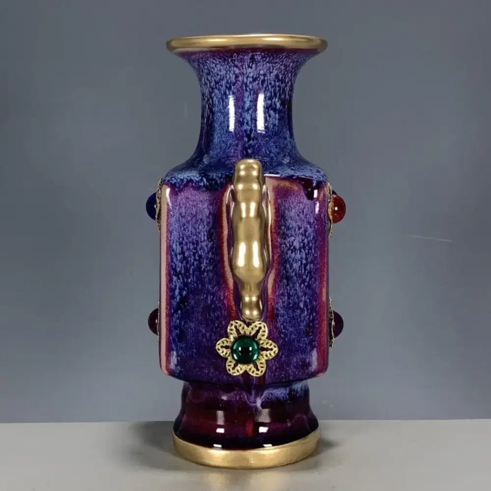 Gilded Jun Porcelain Vase