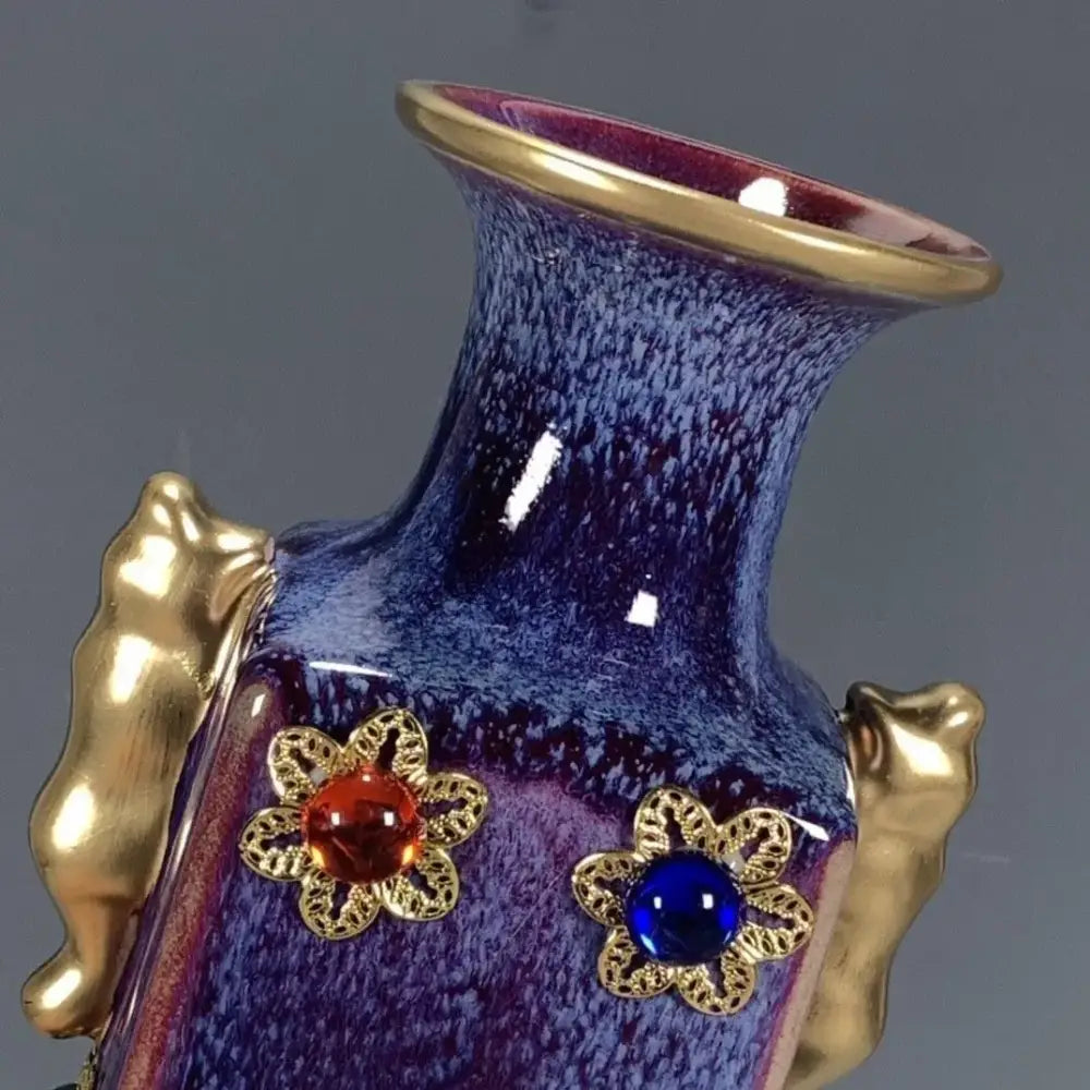 Gilded Jun Porcelain Vase