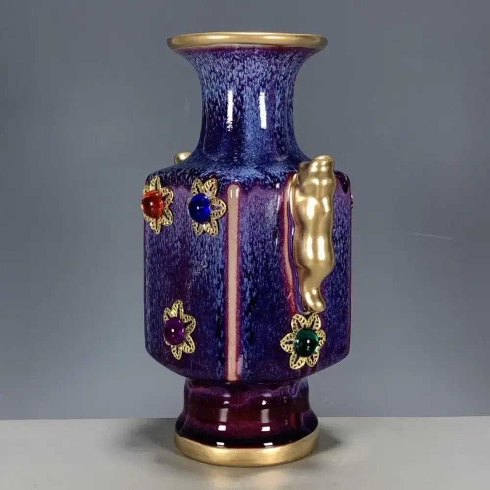 Gilded Jun Porcelain Vase